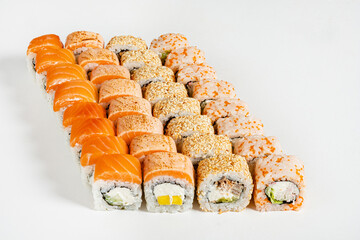 sushi set with salmon and cream cheese