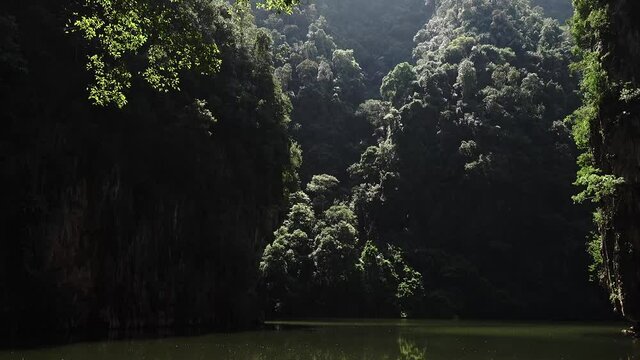 Mirror Lake at Ipoh, Perak, Malaysia Hidden lake surrounded by limestone,Deep forest at background