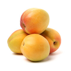 Fresh apricot fruits isolated on white background