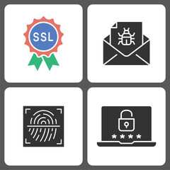 Data protection icons on white background. Vector illustration.