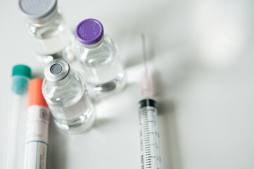 Medicine in vial , ready for vaccine injection , Cancer Treatment , Pain Treatment and can also be...