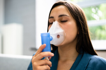 Asthma Patient Breathing Using Oxygen Mask
