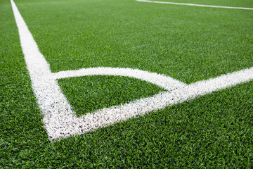 Football field corner green turf ,Corner of soccer pitch,soccer field grass conner