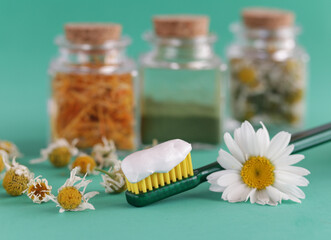 Natural herbs toothpaste and mouthwash based on medicine herbal.
