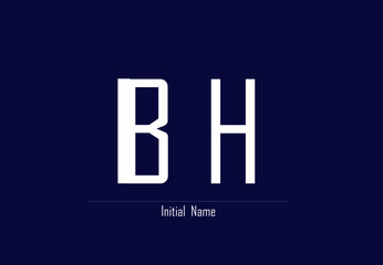 Obraz premium White stylish and elegant letter BH/HB with dark blue background signature logo for company name or initial 