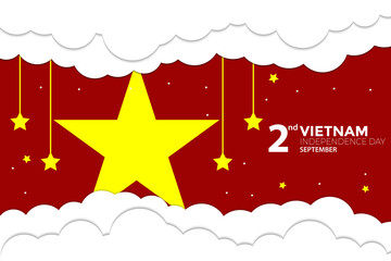 Vietnam Independence Day Banner Star Cloud Vector