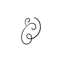 Swirl ornament stroke hand drawn. Ornamental curls with pen, swirls divider and filigree ornaments vector illustration set. Black on white