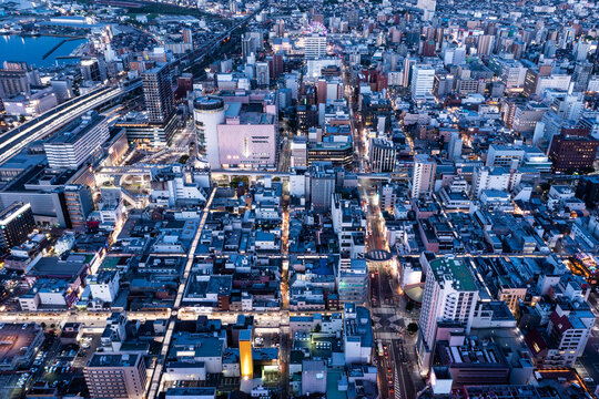 都会の夜景　空撮
