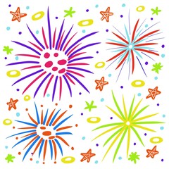 Firework Background pattern colourful on the white field 