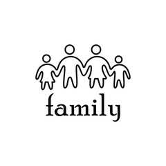 Happy Family Monoline Illustration Logo Design