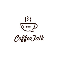 Coffee Cup Talk Coffeeshop Monoline Logo Design