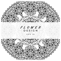Mehndi flower for henna, mehndi, tattoo, decoration. decorative ornament in ethnic oriental style. doodle ornament. coloring book page.