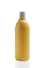 yellow plastic packaging product bottle isolated on white background