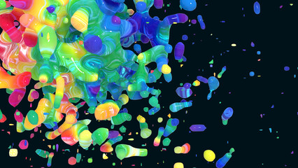 festive background with massive splash of multicolored liquid