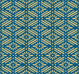 Fototapeta premium Japanese Flower Diamond Vector Seamless Pattern