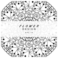 Obraz premium Mehndi flower for henna, mehndi, tattoo, decoration. decorative ornament in ethnic oriental style. doodle ornament. coloring book page.