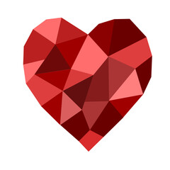 Naklejka na ściany i meble Polygonal Red heart isolated on white background.