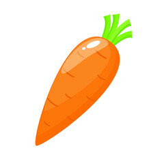 Orange carrot simple illustration on white background. Vector of fresh fruit or vegetable simple concept, minimal design, for icon, logo, symbol