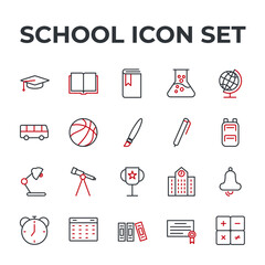 school set icon, isolated school set sign icon, vector illustration