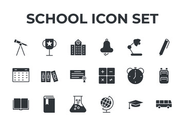 school set icon, isolated school set sign icon, vector illustration