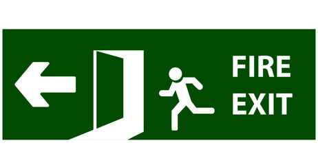 Emergency exit door. The fire exit emergency door guides the safe exit. Security concept. Vector design eps 10.