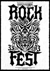 Hardcore Rock Fest design poster template Metal Festival post.