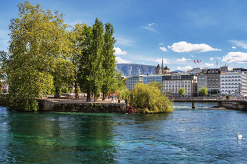 L'ile Rousseau, Genève