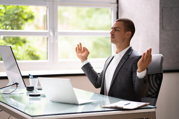 Yoga Meditation Exercise In Office