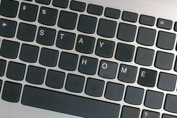 Laptop keyboard. Concept - self- isolation during the Covid-19 coronavirus pandemic, online working, working from home.