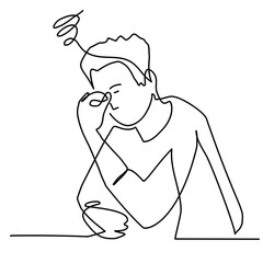 Depressed sad man thinking over financial problems and debts.