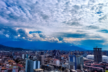 Batumi, Georgia - May 3, 2021: Beautiful clouds over the city