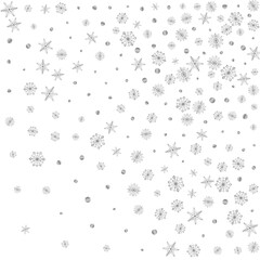 Silver Flake Background White Vector. Snowflake Freeze Illustration. Grey Confetti Glitter. Metal Drop Card.