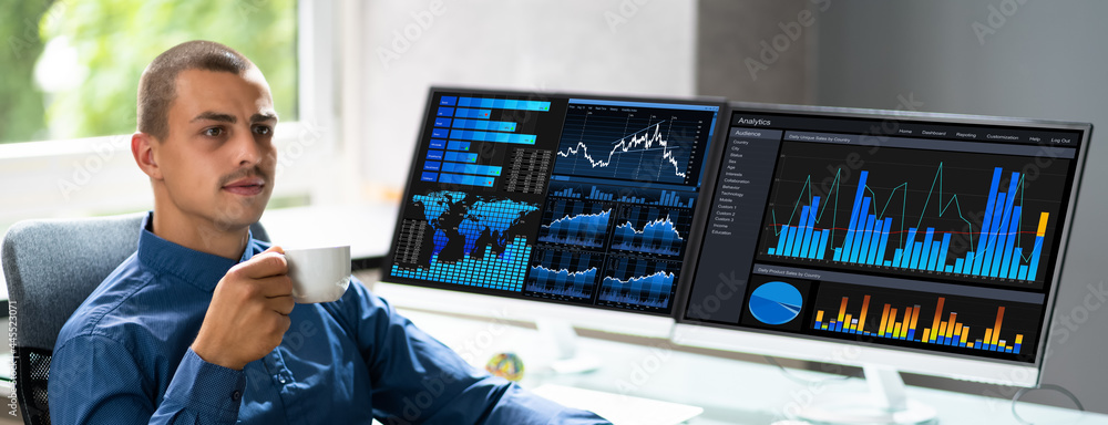 Poster Analyst Man Using Business Data Analytics