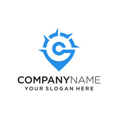 letter G pin compass logo design