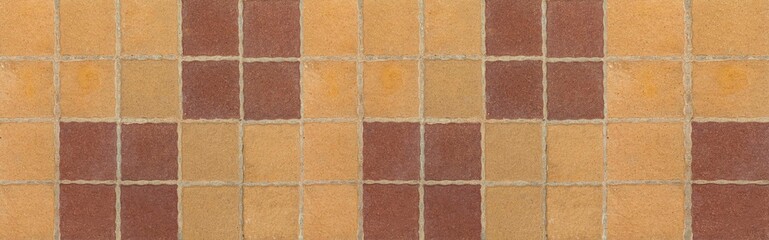 Panorama of Brown terra cotta floor tiles outside the building pattern and background seamless