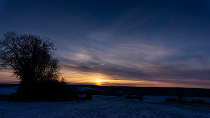 coucher du soleil en hiver