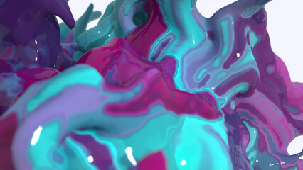 Liquid paint abstract artistic background close up view