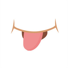 Open mouth with tongue in cartoon style. Smile