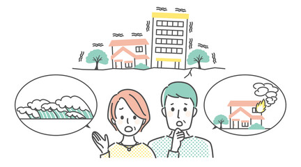 simple illustration of earthquake and people