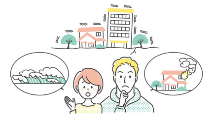 simple illustration of earthquake and people