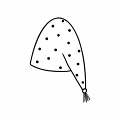 Polka-dot night cap. Vector icon in doodle style. Hand-drawn drawing.