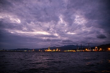 sunset over the river