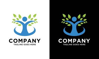 Tree Man Creative Concept Logo Design Template