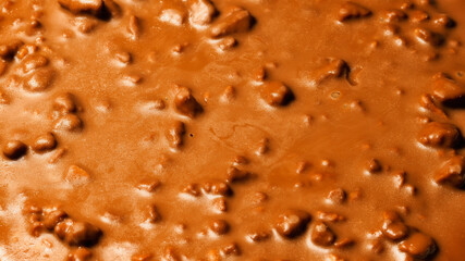 Swedish almond and chocolate cake, chocolate texture with nuts. 