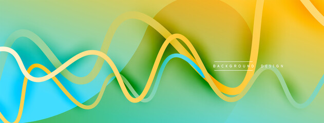 Abstract gradient background with wave line with shadow effect. Geometric composition. 3D shadow effects and fluid gradients