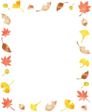 秋をイメージしたカラフルな手描きのフレーム