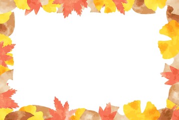 秋をイメージしたカラフルな水彩のフレーム