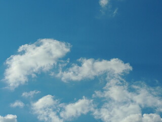 Blue sky with clouds over Russia. Summer skies. Russian sky with clouds. Gray-white and blue...