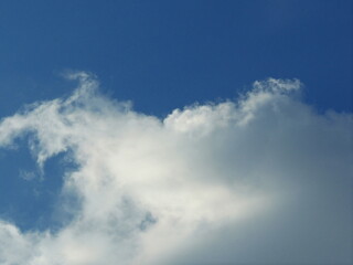 Blue sky with clouds over Russia. Summer skies. Russian sky with clouds. Gray-white and blue...