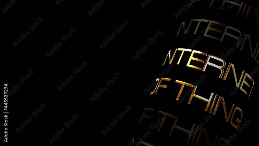 Poster 4k golden word internet of things title 3d illustration word rotation seamless loop animation concep